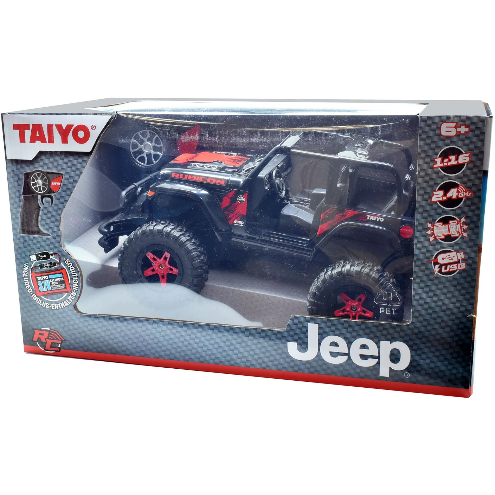 Taiyo Jeep Wrangler Rubicon 2 - 1:16 Scale R/C Vehicle - Black