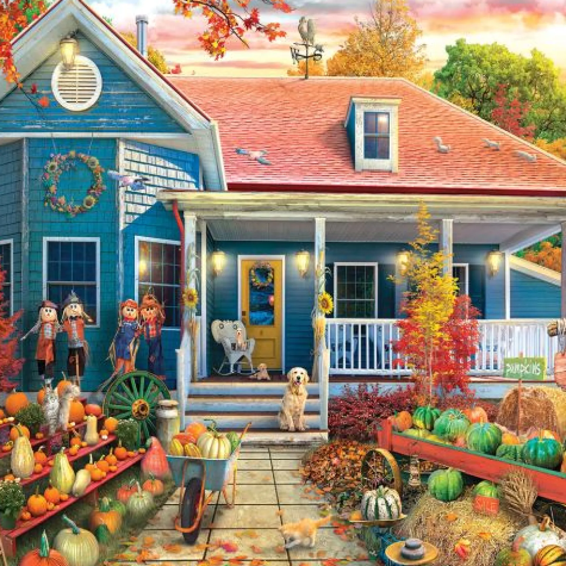 White Mountain Autumn House Scenic Jigsaw Puzzle - 1000 pc