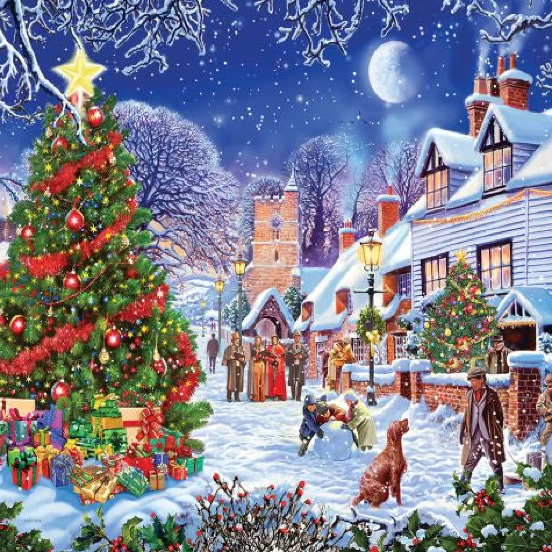 White Mountain Winter Village Christmas Tree Jigsaw Puzzle - 1000 pc