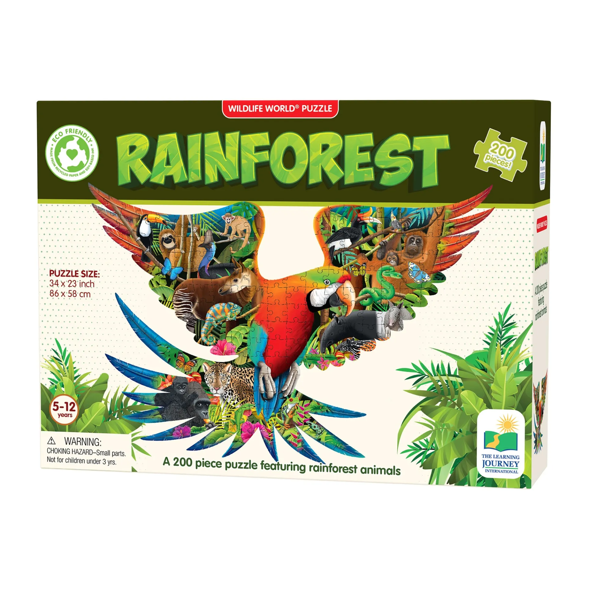 Wildlife World Rainforest Parrot Shaped Jigsaw Puzzle - 200 pcs
