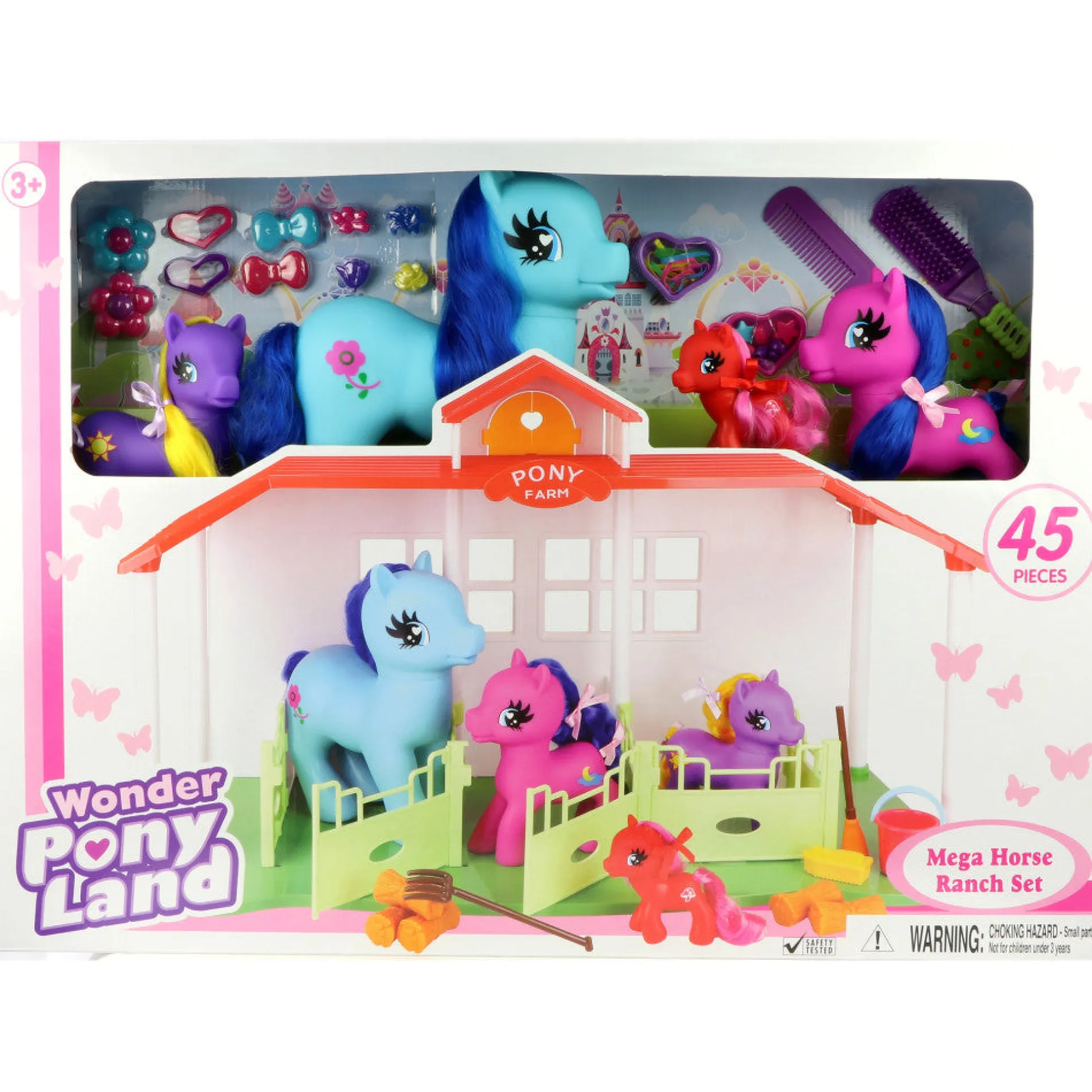 Wonder Pony Land Mega Horse Ranch Playset - 45 Pieces