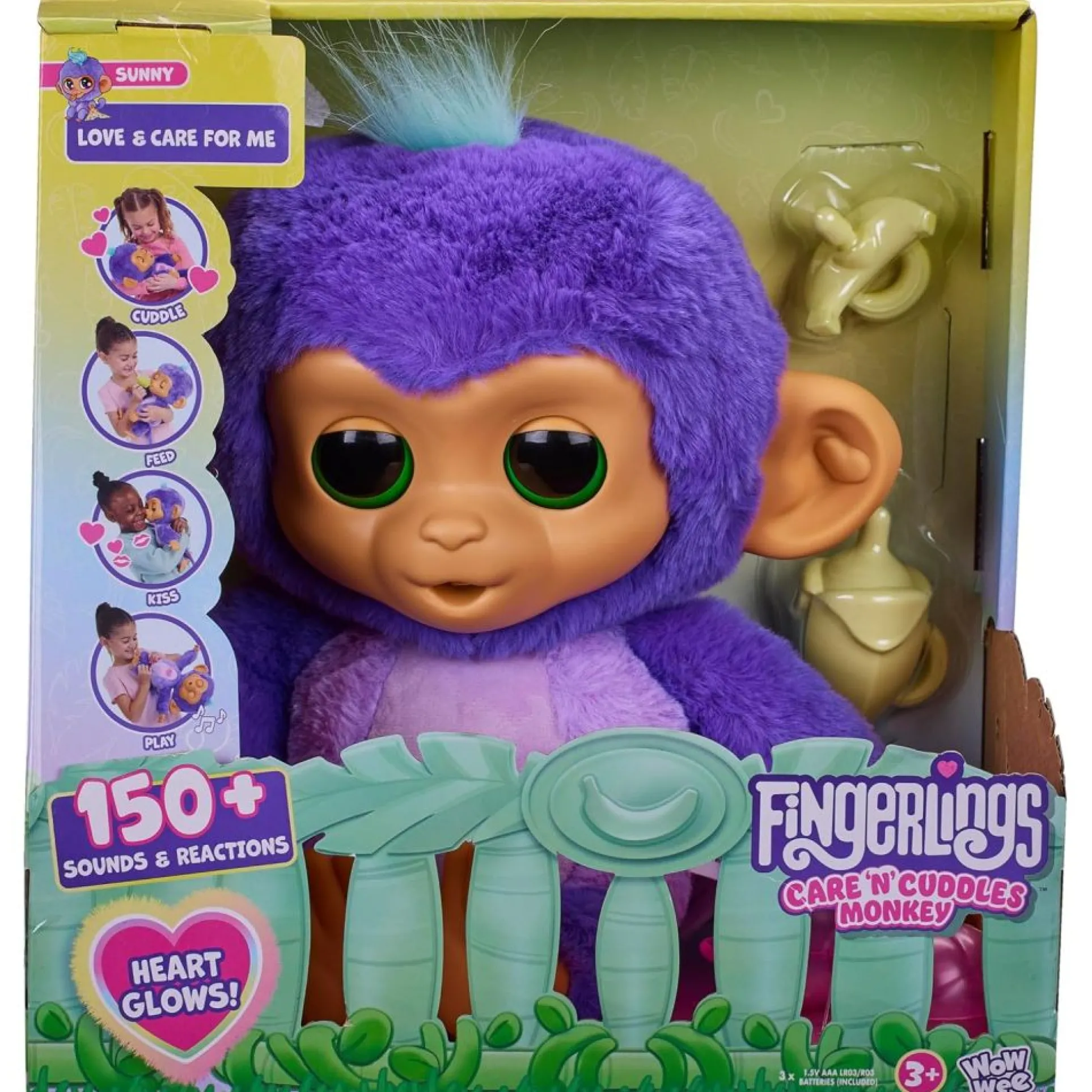 WowWee Fingerlings Care n' Cuddles Monkey - Interactive Plush
