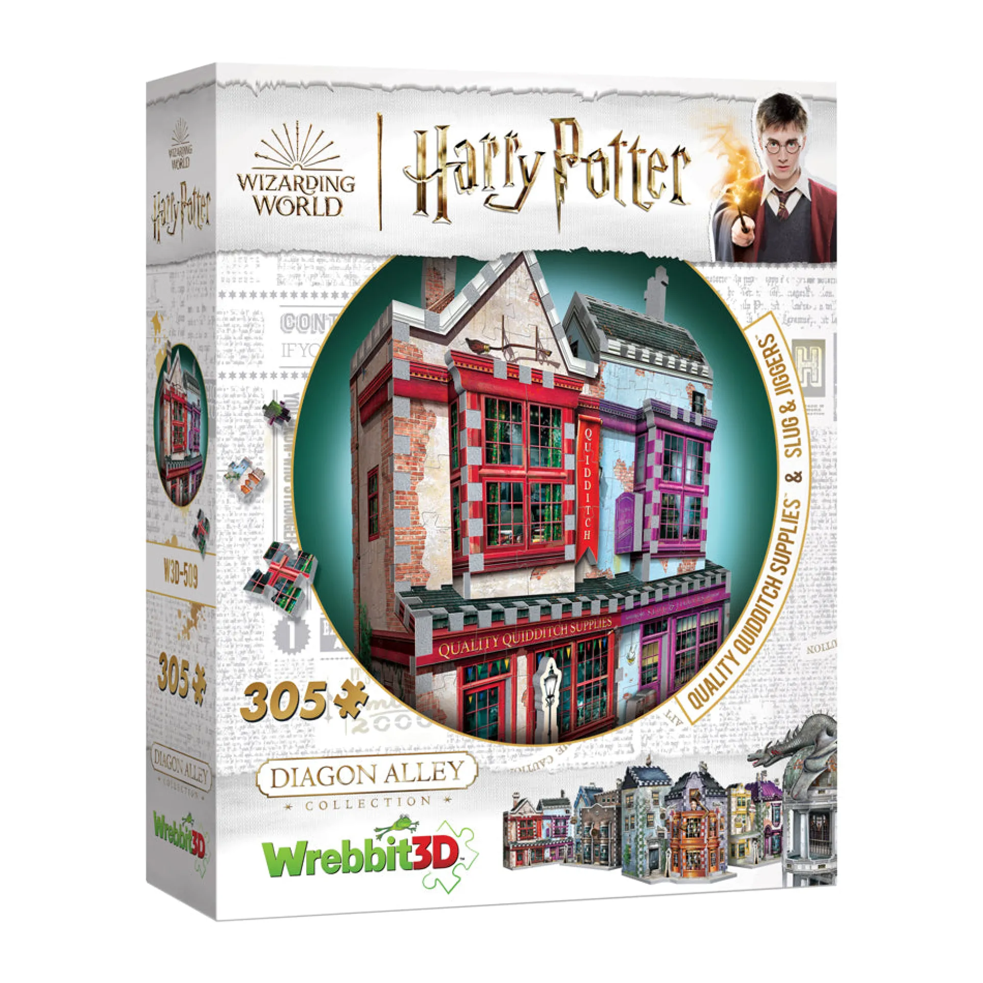 Wrebbit Harry Potter Diagon Alley Collection - Quality Quidditch Supplies & Slug & Jiggers 3D Puzzle, 305 Pieces
