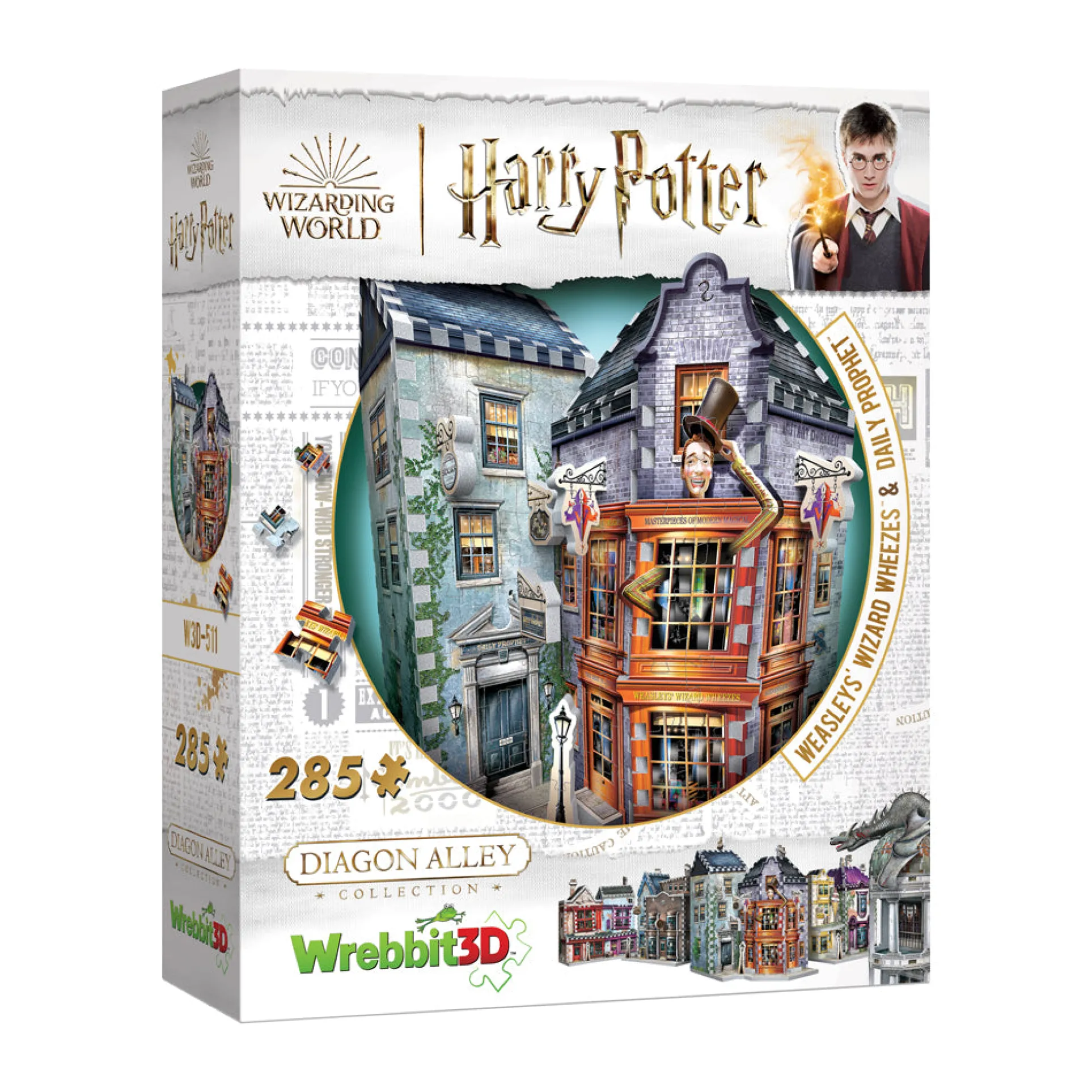 Wrebbit Harry Potter Diagon Alley Collection - Weasleys' Wizard Wheezes & Daily Prophet 3D Puzzle, 285 Pieces