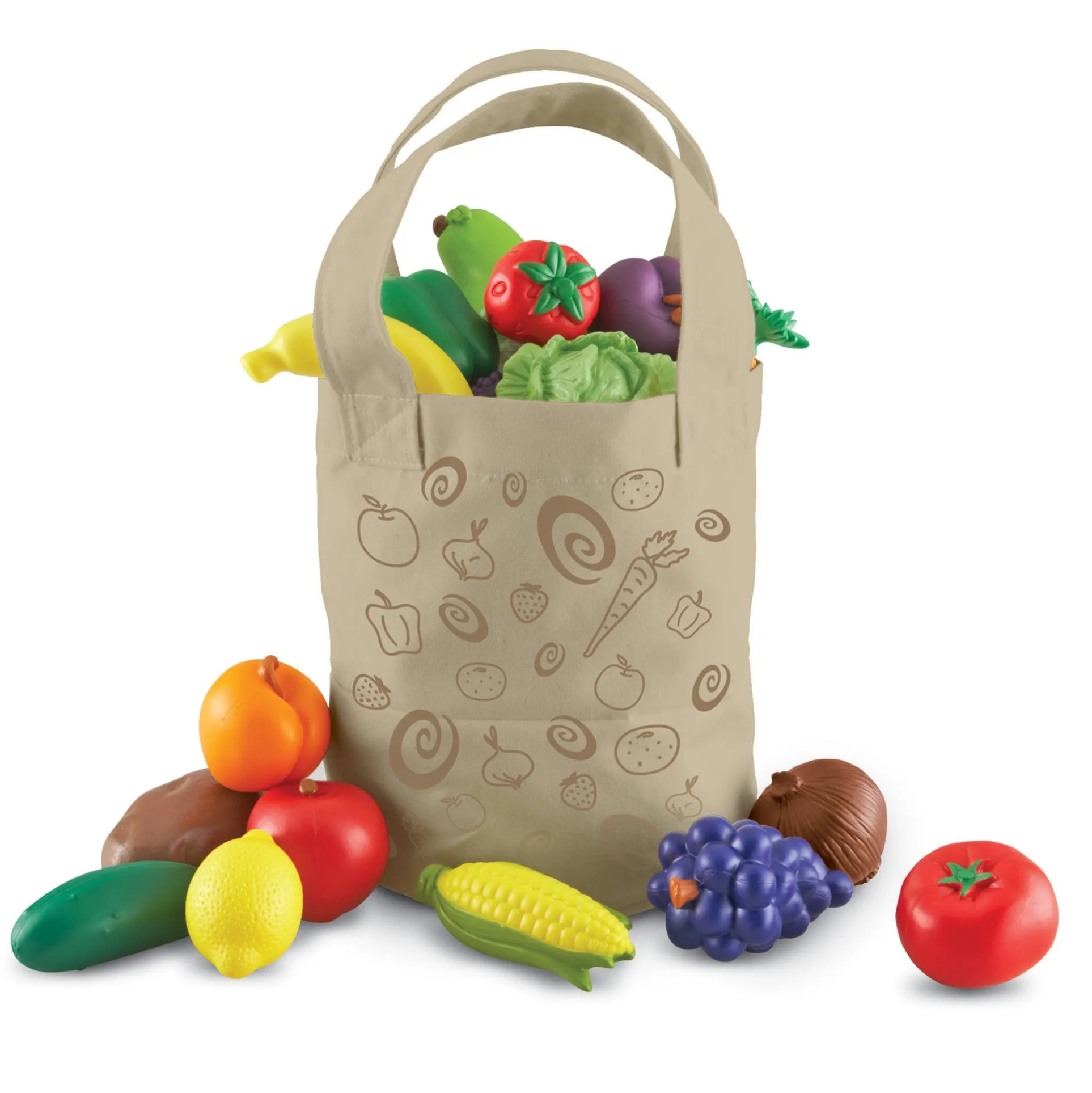 Learning Resources 17pc Fresh Picked Fruit & Veggie Tote