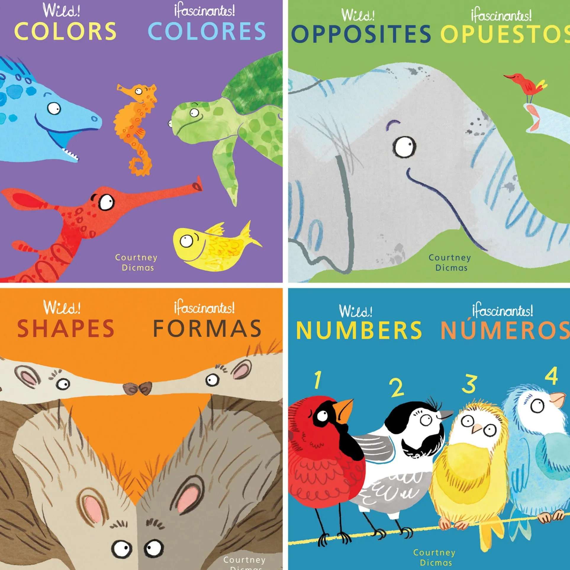 Wild! Concepts Bilingual Board Book Set by Courtney Dicmas, Set of 4