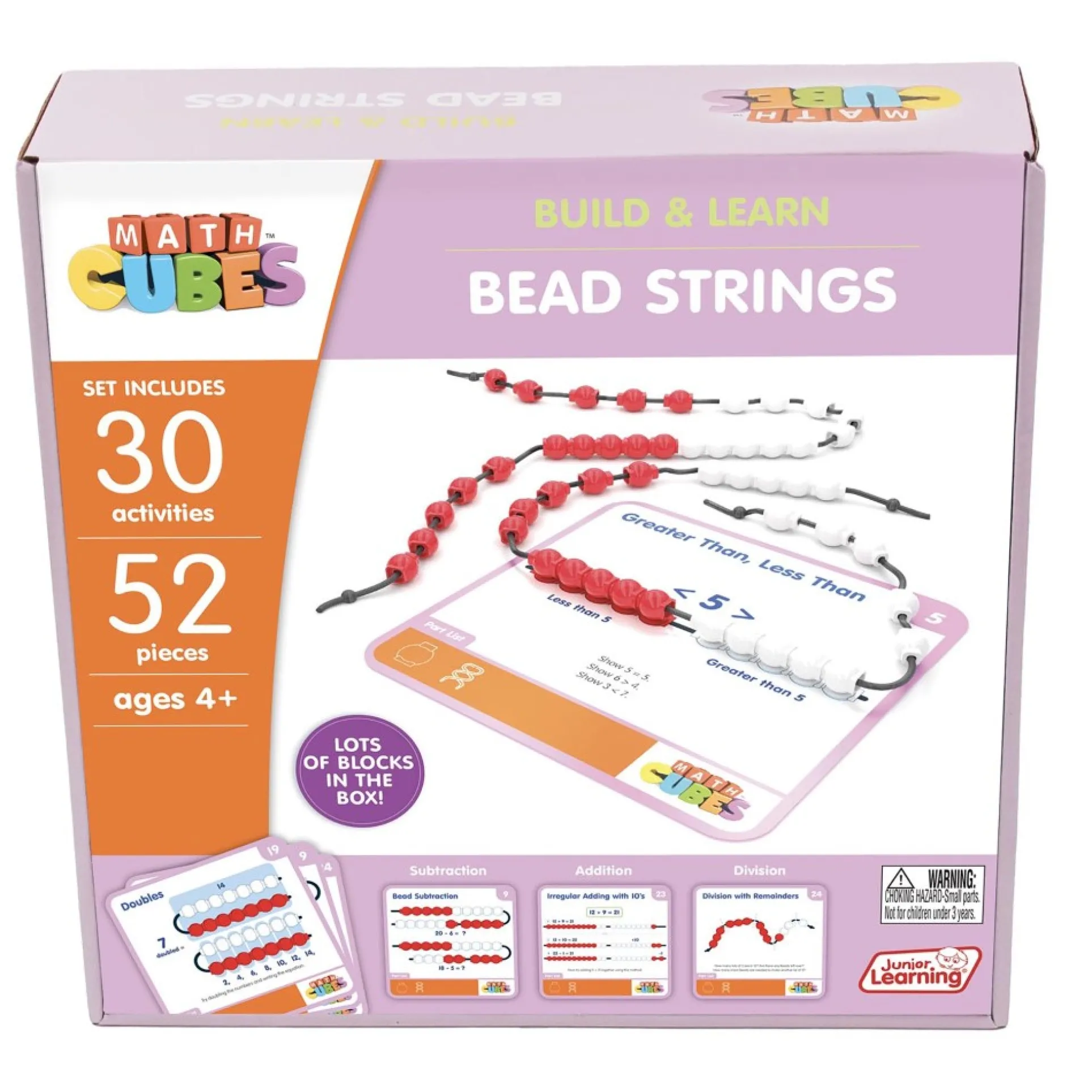 Junior Learning Mathcubes Bead Strings - 30 Activity Math Learning Set