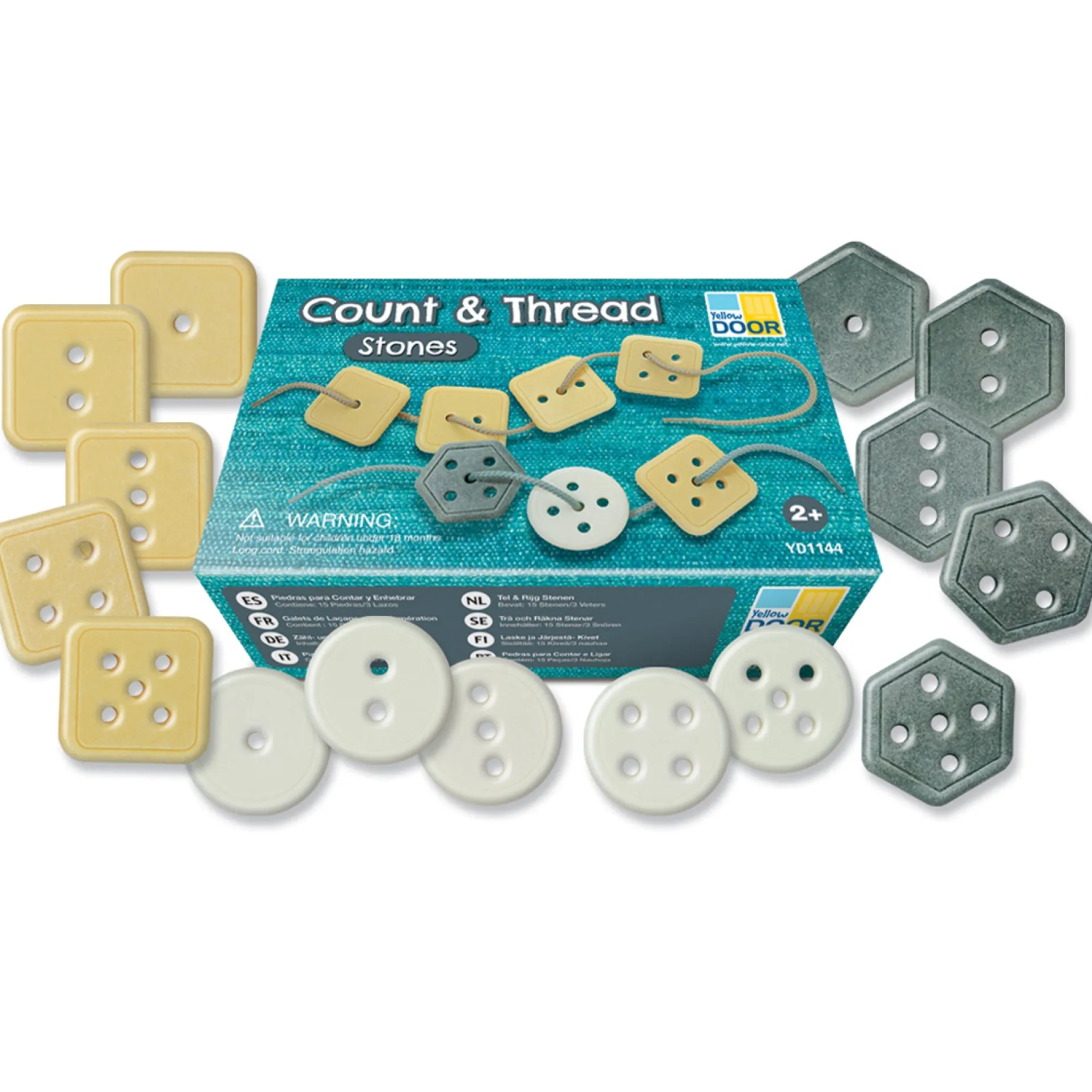 Yellow Door Count & Thread Stones - Educational Number and Shape Sorting Toy