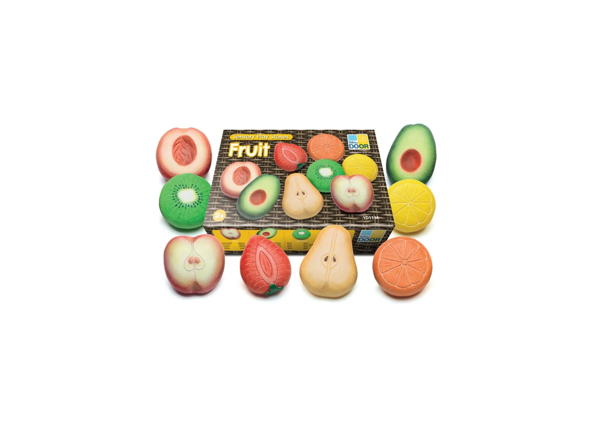 Yellow Door Fruit Sensory Play Stones, Set of 8 - Colorful Stone Fruit Collection