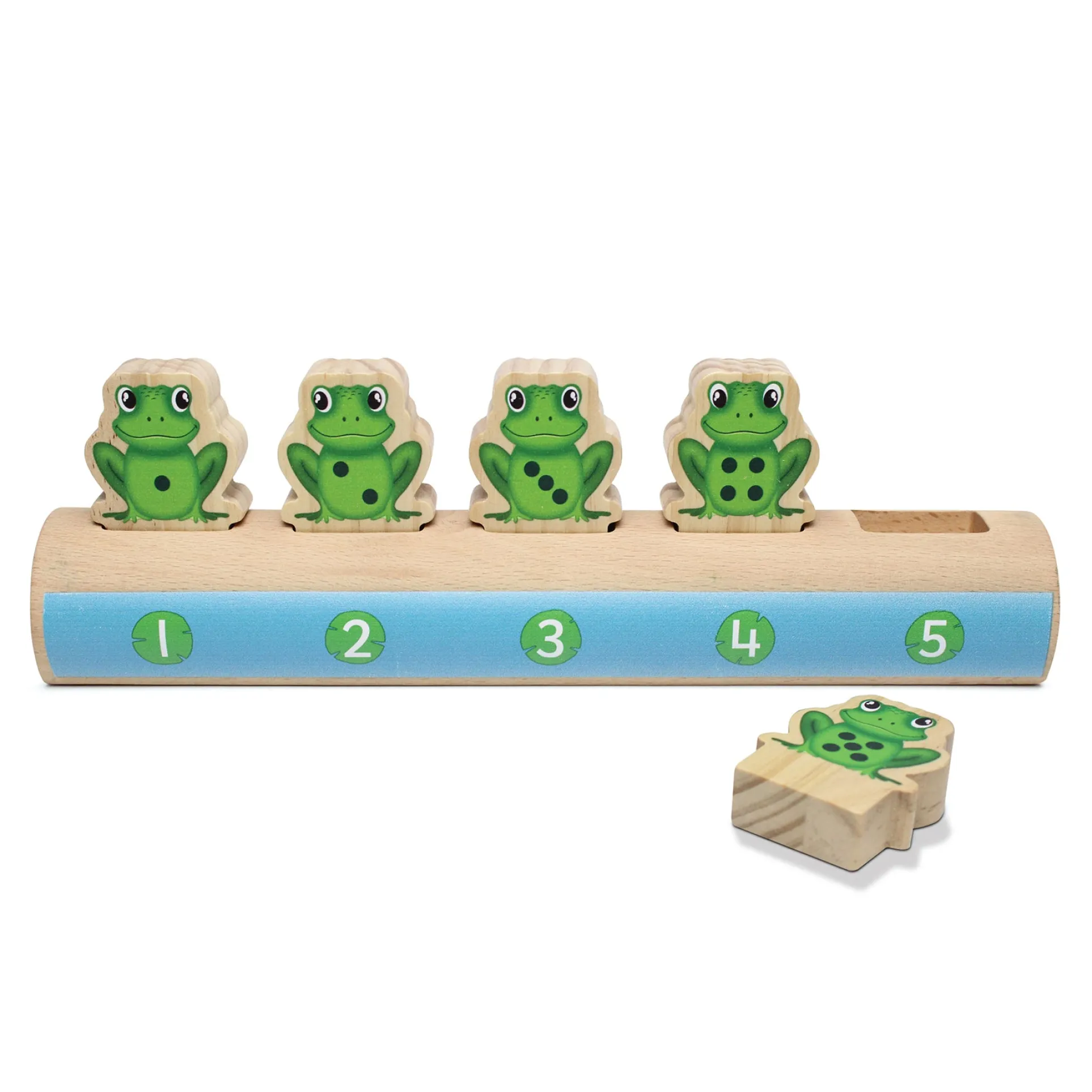 Yellow Door Sustainable Wood Five Frogs on a Log - Number Matching Game