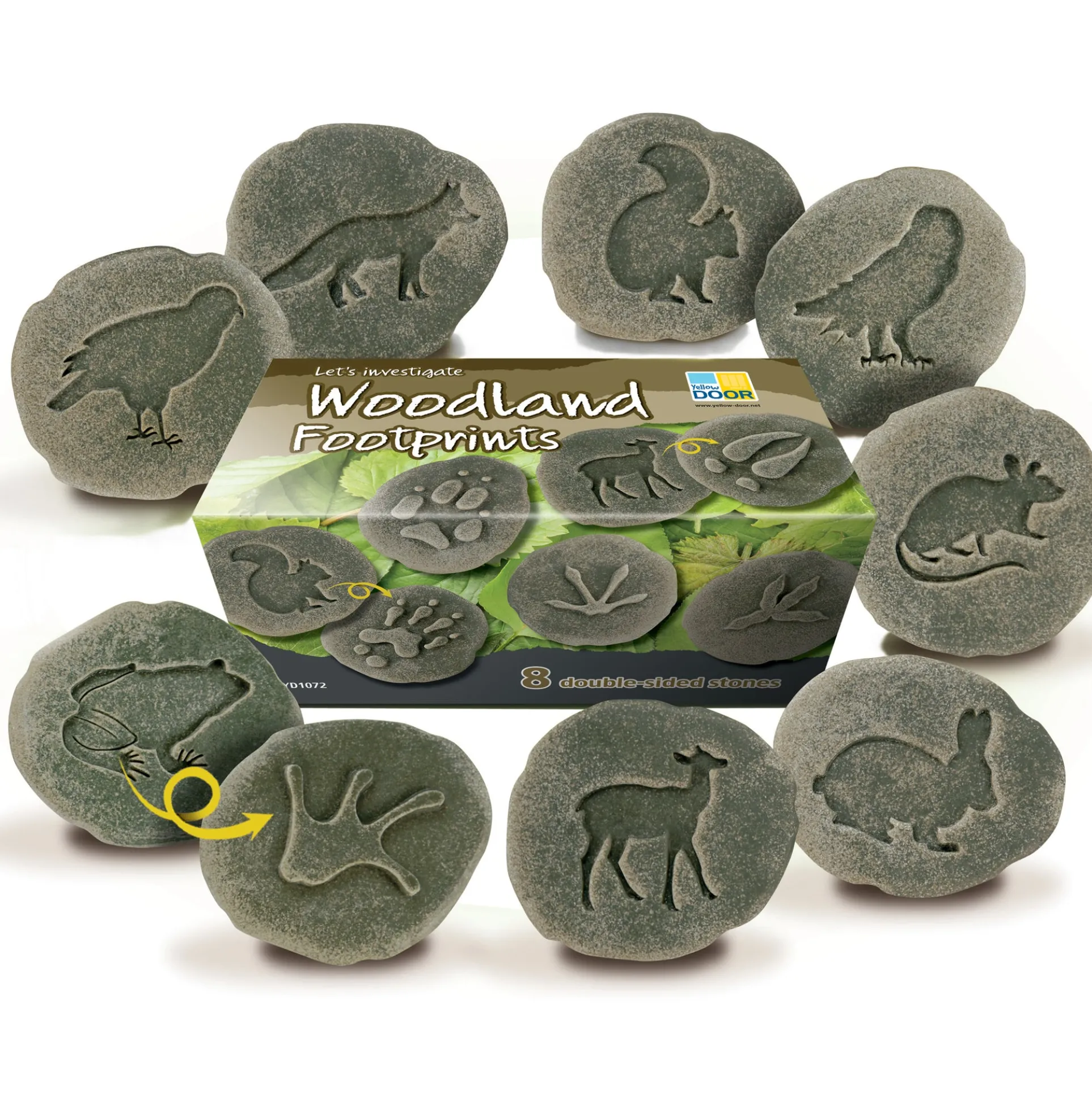 Yellow Door Woodland Footprint Stones - Set of 8 - Forest Animal Tracks