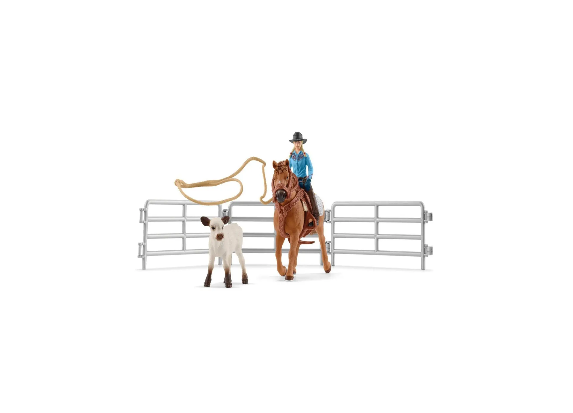 Schleich Farm World Cowgirl Team Roping Rodeo Playset