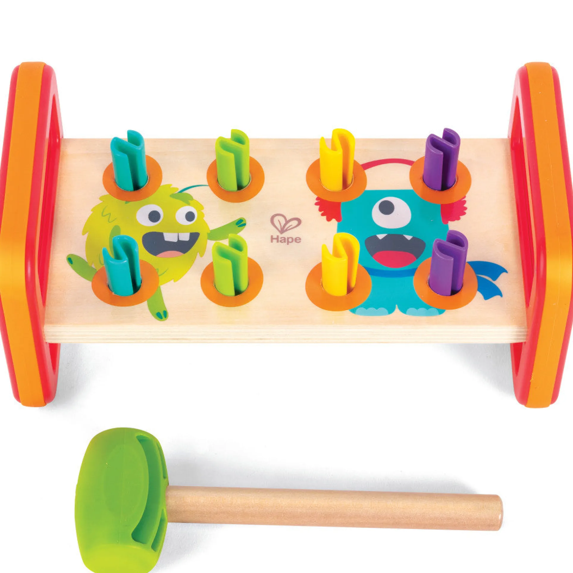 Hape Monster Match 'n' Smash Hammer Bench - Colorful Wooden Toy