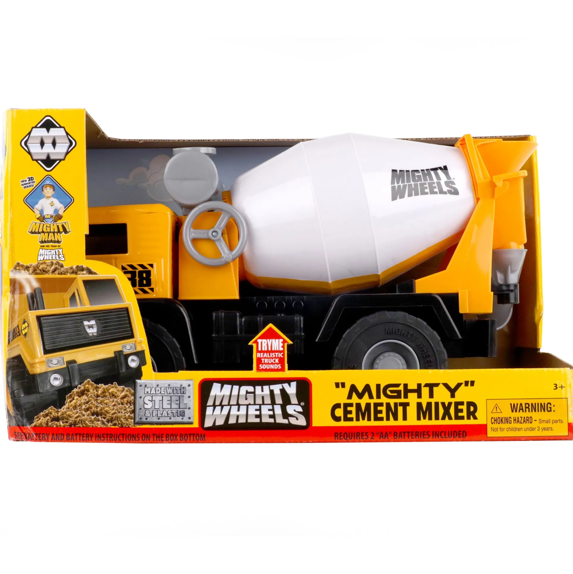 Mighty Wheels 16" Cement Mixer Truck with Realistic Sounds and Spinning Drum